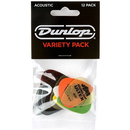 Palheta Dunlop PVP112 Variety Pack Acoustic - 12 unidades variadas
