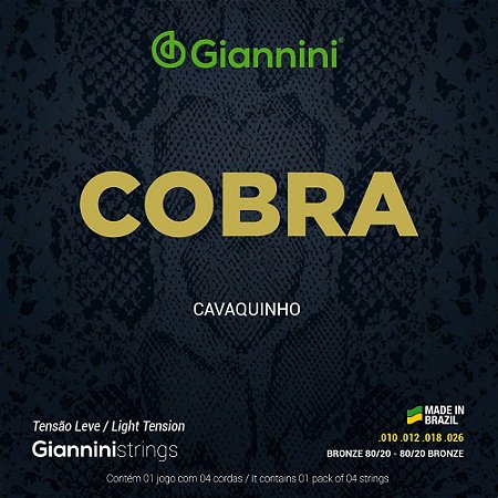 Encordoamento Cavaquinho Giannini Cobra Bronze 80/20 CC82L Leve 010-026
