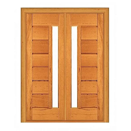 Porta Dupla De Abrir - Horizontal com Visor - Madeira Maciça - Angelim