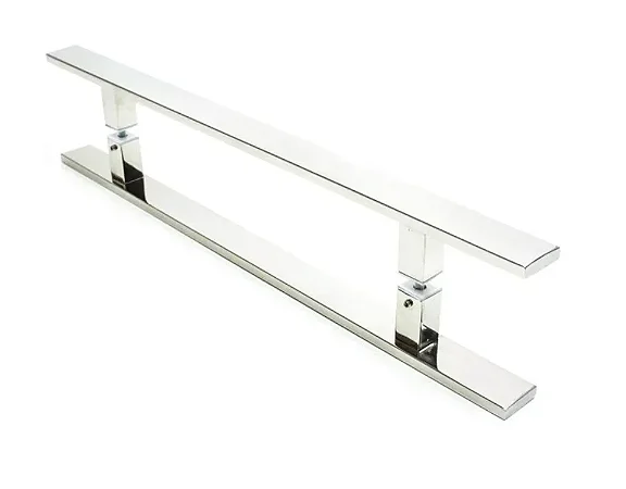 Kit Puxador 1 Metro Cromado Em Inox + Fechadura Rolete Instaldos
