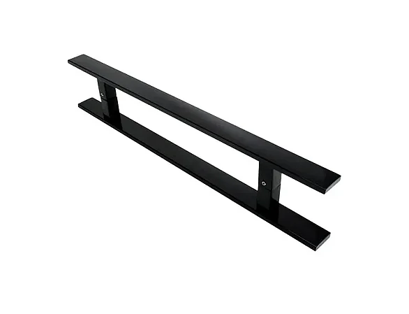 Kit Puxador 1 Metro Preto Em Inox + Fechadura Rolete Instalados
