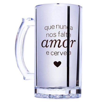 Caneca Eletrostática 450 ml Vidro Que Nunca Nos Falte Amor