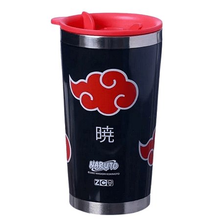 Copo com Tampa Akatsuki Naruto 400 ml Inox - Melancia Presentes