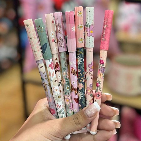 Caneta Flor Esferográfica Preta