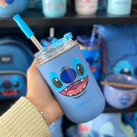 Copo Stitch Rostinho com Canudo Neo