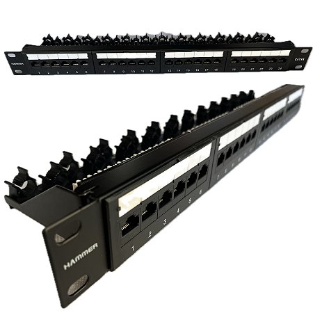 Patch Panel 24 Portas Cat6A padrão 19"