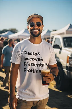 Camiseta Educativa - Pasta& Escova& FioDental& Profilaxia.
