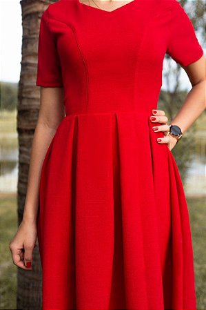 Vestido de Pregas Alice Vermelho