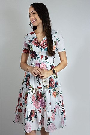 Vestido de Babados Gianna Branco