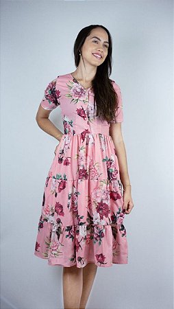 Vestido de Babados Gianna Rosa