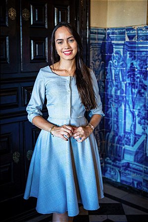 Vestido Xadrez Filomena Cinza