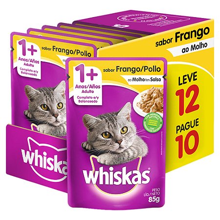 Ração Úmida Whiskas Sachê Frango Ao Molho Gatos Leve12 Pag10