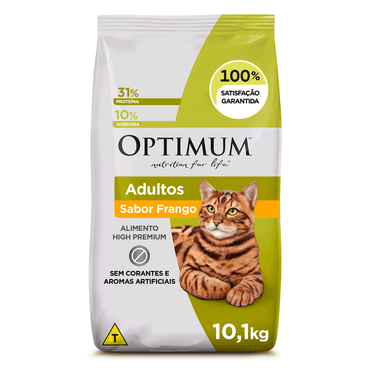 Ração Optimum Gatos Adultos Sabor Frango 10,1 kg
