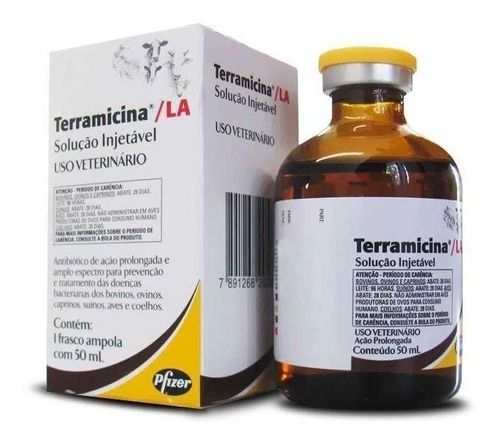 Terramicina LA Solução Injetável - Antibiótico oxitetraciclina – 50 mL - Zoetis