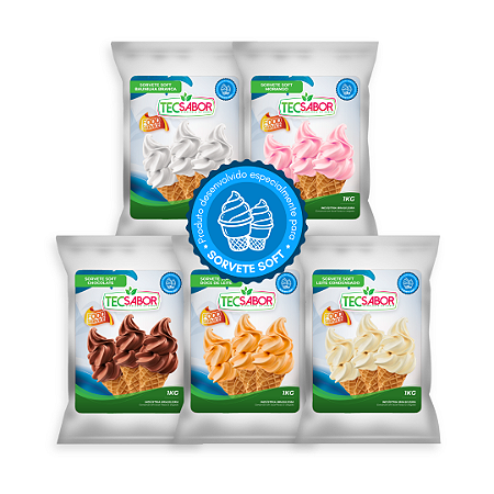 Kit 5 Sorvete Soft com leite os 5 mais vendidos base pronta Tecsabor – 1