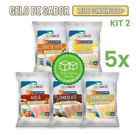 Kit 2 - 5kg Gelo de Sabor Leite Condensado + Sabores