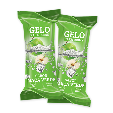 Embalagens Gelo Saborizado MAÇÃ VERDE - (200 unidades)