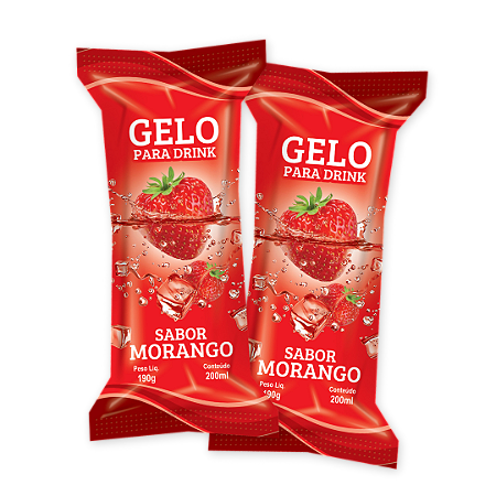 Embalagens Gelo Saborizado MORANGO - (200 unidades)