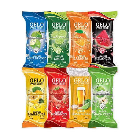 Embalagens Gelo Saborizado SABOR A ESCOLHA - 200 unidades