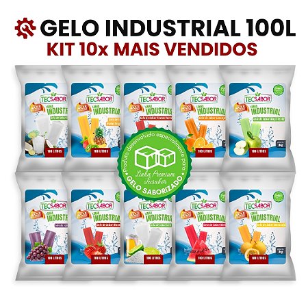 Kit 10 Mais Vendidos Gelo Industrial 100L