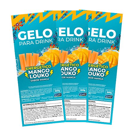 Etiqueta para Gelo de Sabor Energético Mango Louko - 50 Unidades