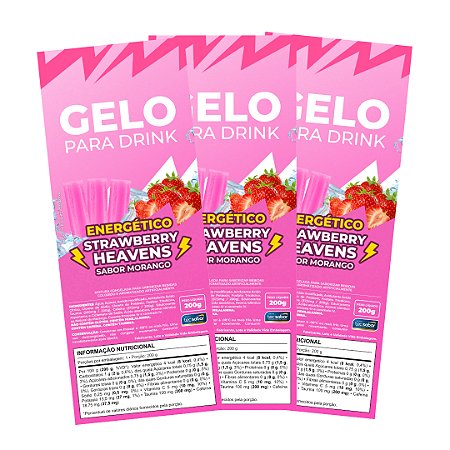 Etiqueta para Gelo de Sabor Energético Strawberry Heavens - 50 Unidades
