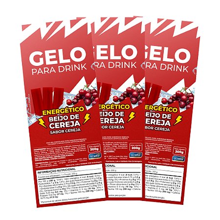 Etiqueta para Gelo de Sabor Energético Beijo de Cereja - 50 Unidades