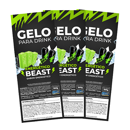 Etiqueta para Gelo de Sabor Energético Beast - 50 Unidades