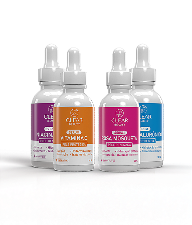 Kit Sérum - Rosa Mosqueta + Vitamina C + Ácido Hialurônico + Niacinamida
