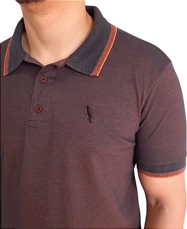 Polo piquet algodão poliéster cor laranja coleção elegance arara