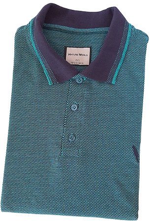 Polo viscose/poliéster verde Petróleo/azul marinho coleção Elegance Arara