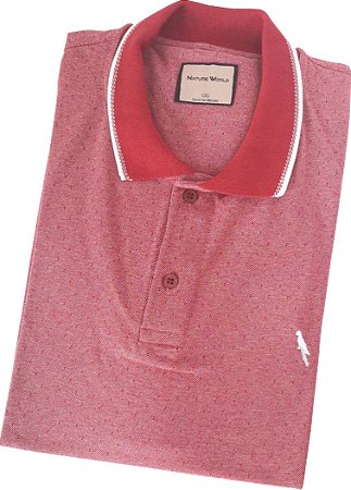 Polo piquet maquinetada algodão poliéster cor vermelho coleção Elegance Arara