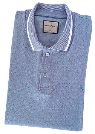 Polo piquete maquinetada algodão poliéster cor azul coleção elegance arara
