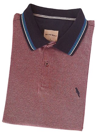 Polo piquet viscose poliéster cor bordô coleção elegance arara