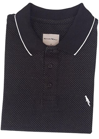 Polo piquet algodão poliester cor preta coleção elegance arara