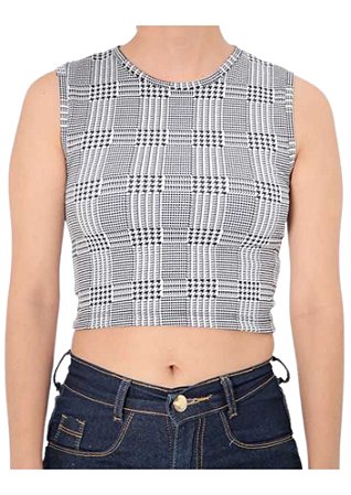 Cropped estampada preto e branco