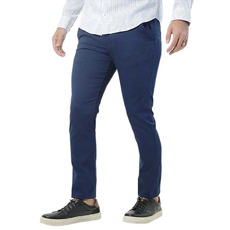 Calça de sarja lisa masculina cor azul marinho