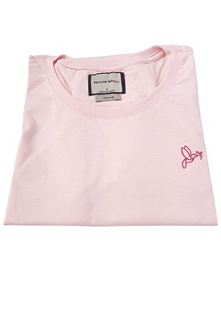 Camiseta Puro Algodão Feminina Coleção Casual Beija-Flor