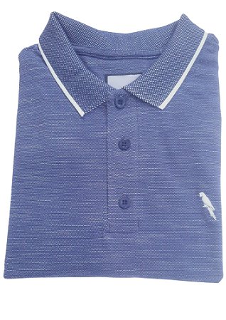 Polo Flamê Azul e Branco Coleção Elegance Arara