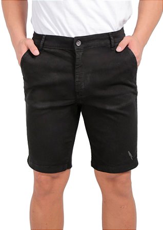Bermuda masculina sarja flamê preta