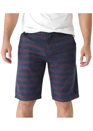 Bermuda masculina sarja flamê listrada azul vermelho