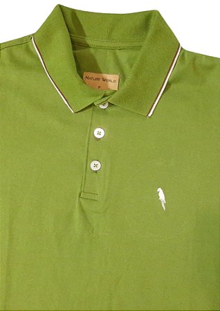 Polo 100% Algodão 30.1 Penteado Verde Militar Coleção Elegance Arara