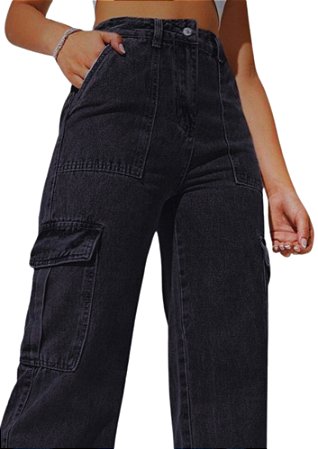 Calça Cargo Feminina Preta