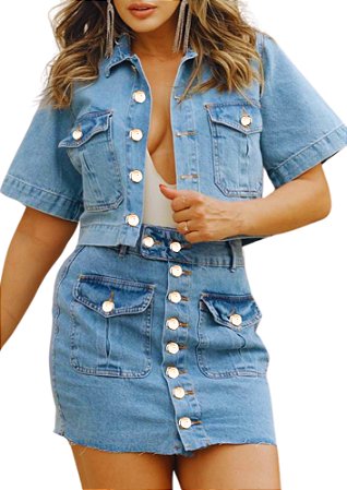 Saia Jeans Botões Frontais