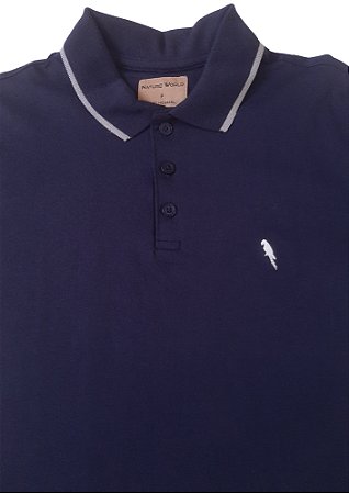 Polo 100% Algodão 30.1 Penteado Azul Marinho Coleção Elegance Arara