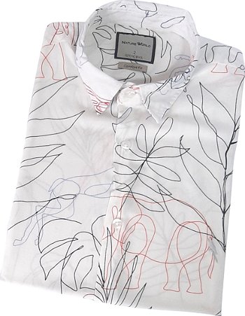 Camisa social manga curta viscose detalhes da fauna e flora coleção elegance arara