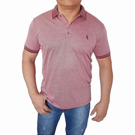 Polo piquet de viscose poliéster cor bordô coleção elegance arara