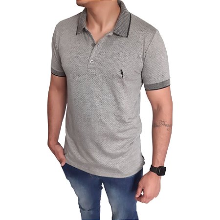 Polo piquet viscose/poliéster cor cinza coleção elegance arara