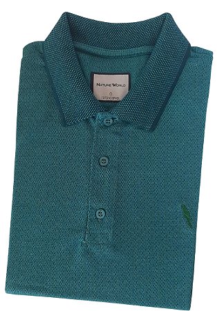 Polo viscose poliester cor verde petróleo coleção Elegance Arara