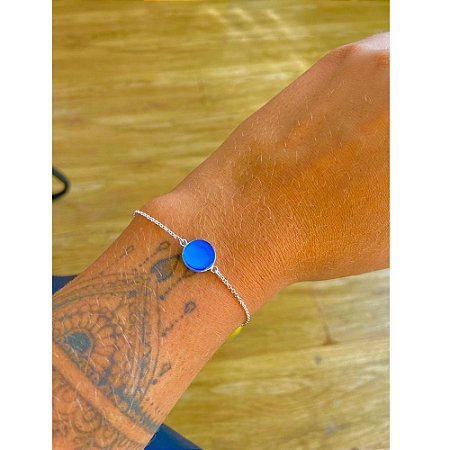 Pulseira Ágata Azul em prata 925